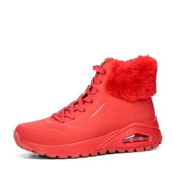 Skechers női téli bokacipő bundával - piros